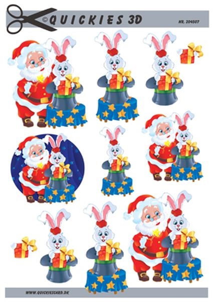  3D Julemand trækker kanin op af gavesæk
